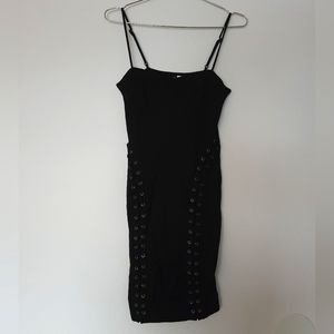H&M Black Bodycon Lace Up Sides Dress